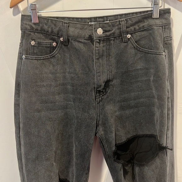 Adika Davis Distressed Black Grey Jeans Size Large NWT - Picture 5 of 11